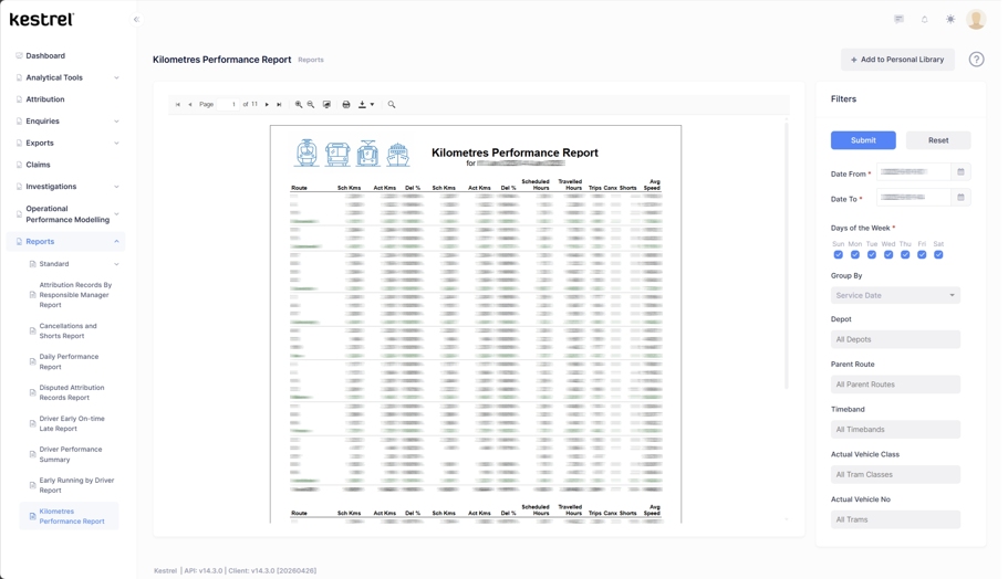 Kestrel Reports Module